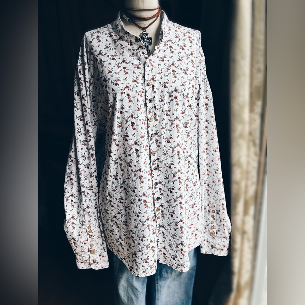 OOAK Artisan Buttondown Mini floral Multi Button - Picture 3 of 11